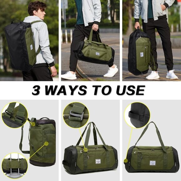 40L Travel Duffle Bag for Men & Women, Sports Gym Bag with Wet Pocket - Picture 3 of 8